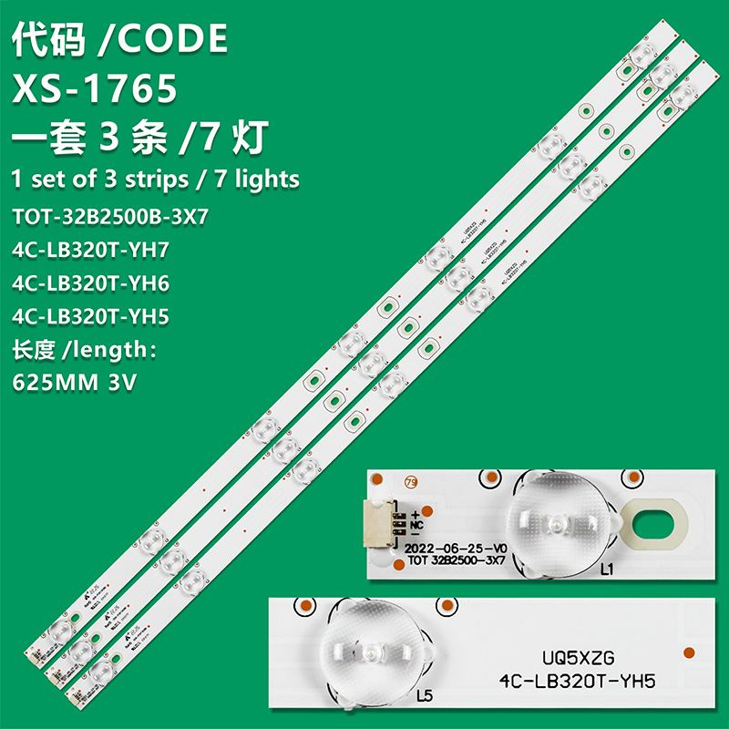 XS-1765 New LCD TV Backlight Strip 32HR331M07A4 V1 4C-LB320T-HR1 4C-LB320T-YH7, TOT 32B2500B-3X7 For Toshiba 32L2303C, 32L2306C, 32L2308C, 32L2309C