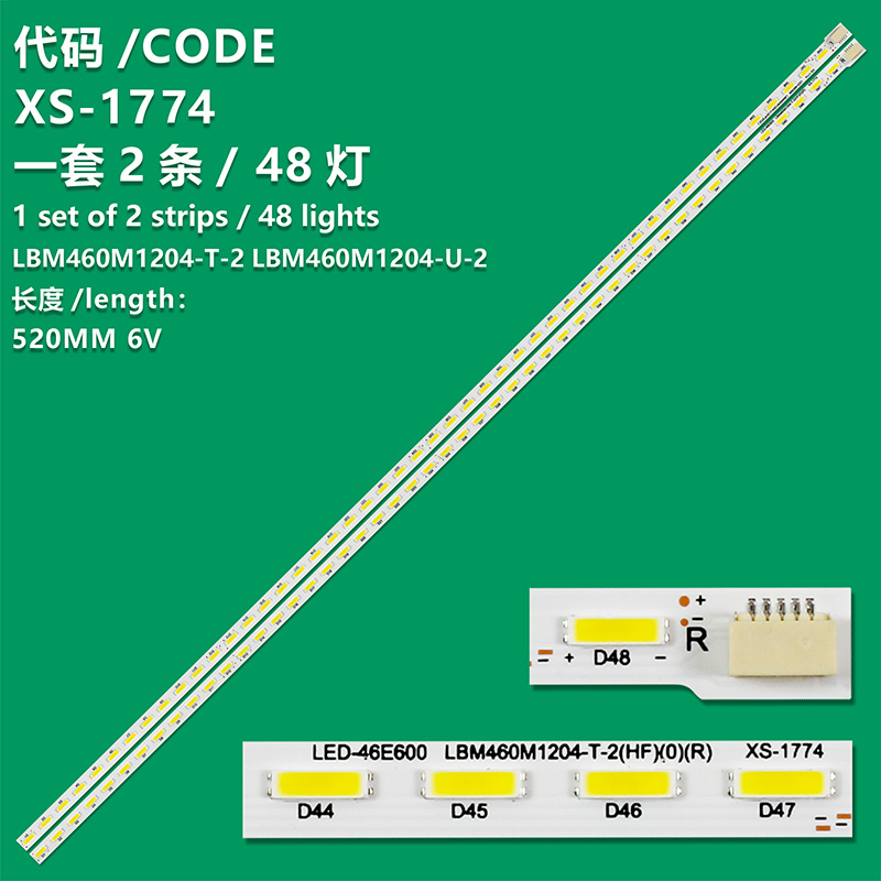 XS-1774  For PHILIPS  46PFL3807K/02  LED BAR  PANEL LEDLERI BACKLIGHT  V-6840-A37-20 015B8000-A37-001-6840  TPT460H1-HM01  LBM460M1204-T-2  LBM460M1204-U-2