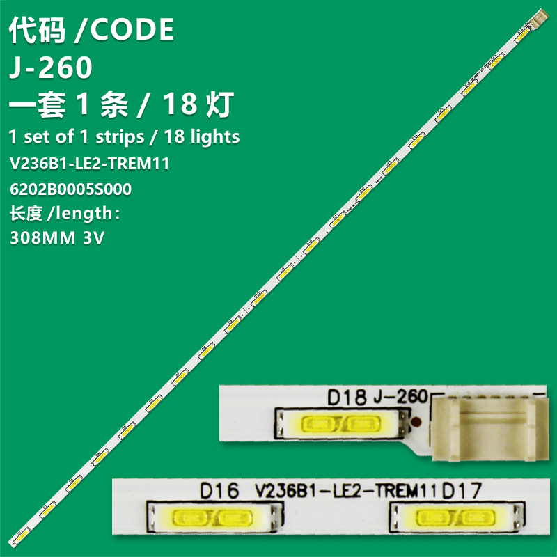 J-260 New LCD TV Backlight Strip  6202B0005S000, 6202B0005S300 For LG 24LH451U, 24LH4501, 24LH480U, 24LK451V, 24MA31D, 24MN48A, 24MT40D