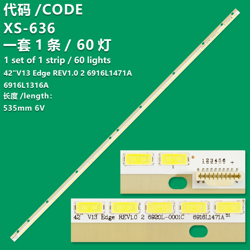 XS-636 New LCD TV Backlight Strip 42"V13 Edge REV1.0 2 6916L1471A 6916L-1471A 6916L-1316A For SONY KDL-42R500A