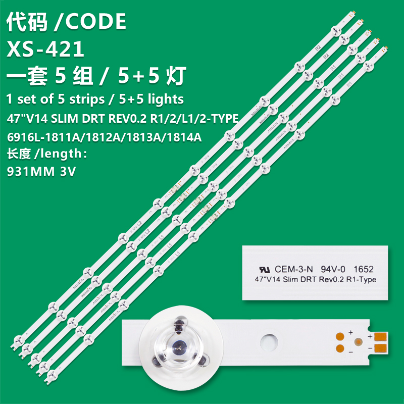 XS-421  LED bar(10)For TX-47AS650E TX-47AS650B TX-47AS740E 6916L-1811A 1812A 1813A 1814A