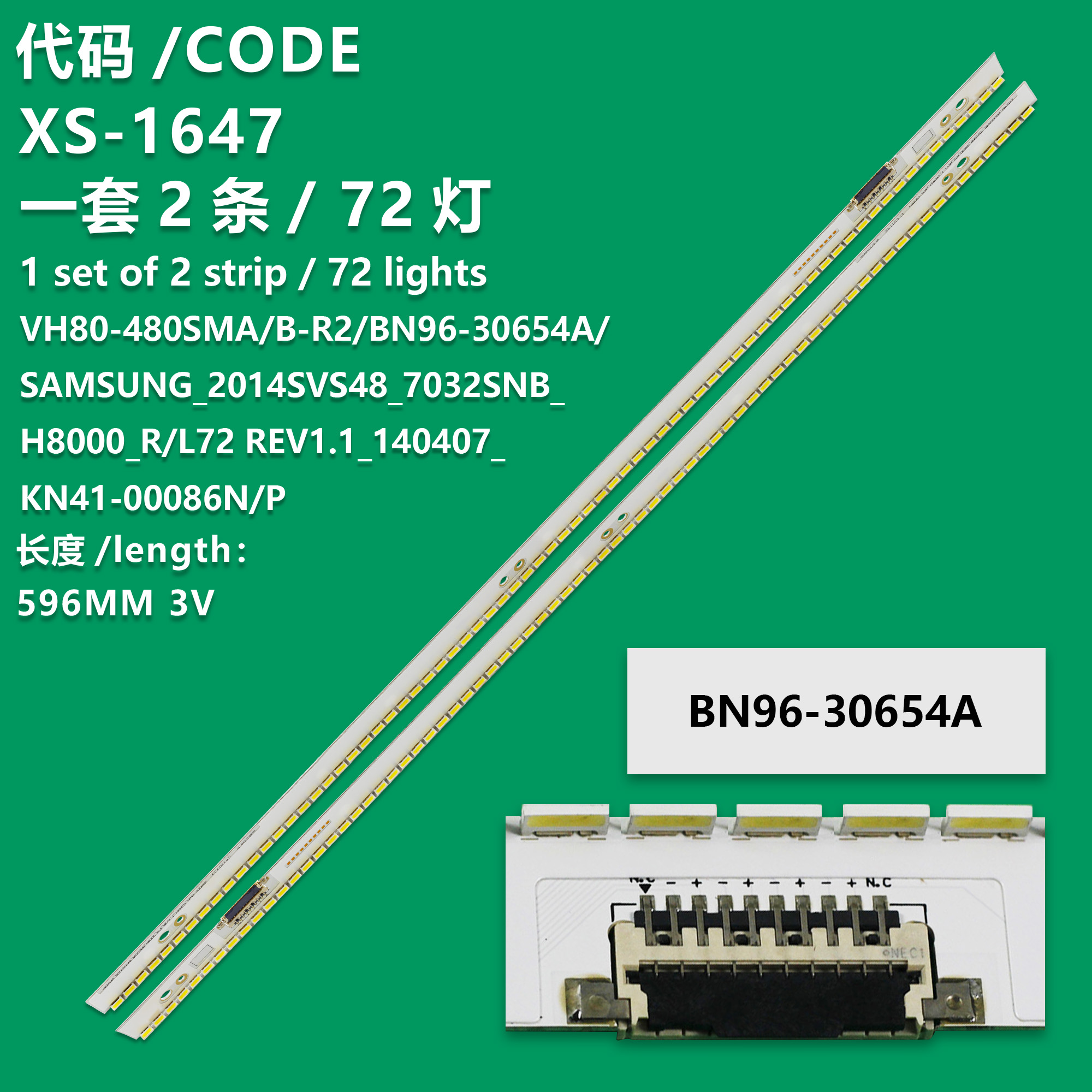 XS-1647 New LCD TV Backlight Strip 2014SVS48, BN96-30654A, BN96-30655A For  Samsung UE48H6800AK, UE48H6800AU, UE48H6800AW, UE48H6800AY