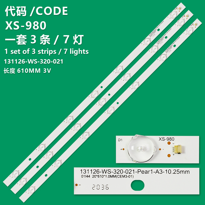 XS-980 3PCS/LOT LED Baccklight strip 131126-WS-320-021 For panasoni c TC-32A400U 32AS500C V320HWSD06 TH-32A400C TC-32A400B TC-32A400X