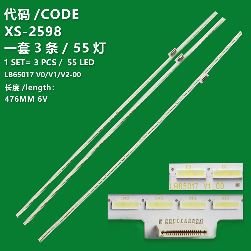 XS-2598 New LCD TV backlight strip 74.65T44.001 74.65T44.001-3-CC1 T650QVR03.1 LB65017 V0-00/ V1-00 for KDL-65S8505C KD-65S8500C