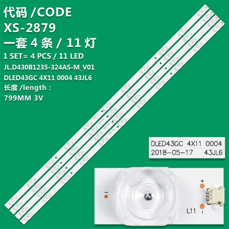 XS-2879 New LCD TV backlight strip JL.D430B1235-324AS-M-V01 DLED43GC 4X110004 for 43JL6