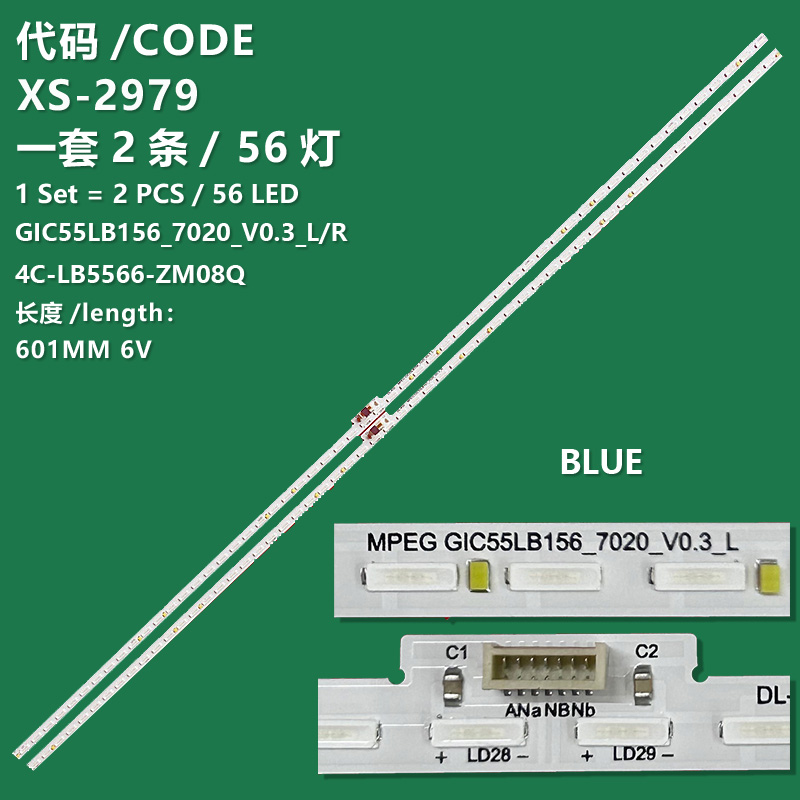 XS-2979 New LCD TV backlight bar GIC55LB156_7020_V0.3_L GIC55LB157_7020_V0.3_R 4C-LB5566-ZM08Q for TCL 55C10