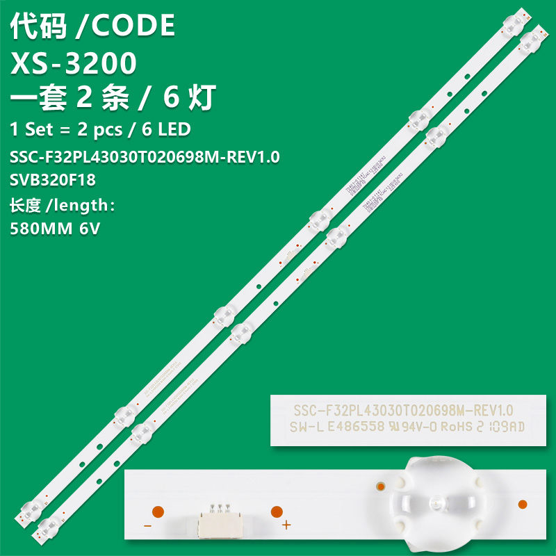 XS-3200 Brand-new LCD TV backlight strip SVGC320-3030-6LED-Rev04 SSC-F32PL43030T020698M-REV1.0 SVB320F18 is compatible with Hisense 32h5f 32h5500e 32N50HTS Sharp LC-32Q5200U