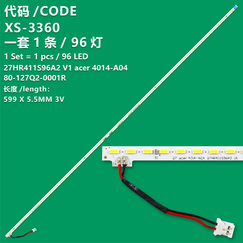 XS-3360 New LCD TV backlight strip 27HR411S96A2 V1 680-127Q2-0001R Acer 4014-A04  1PCS 96LED 599MM