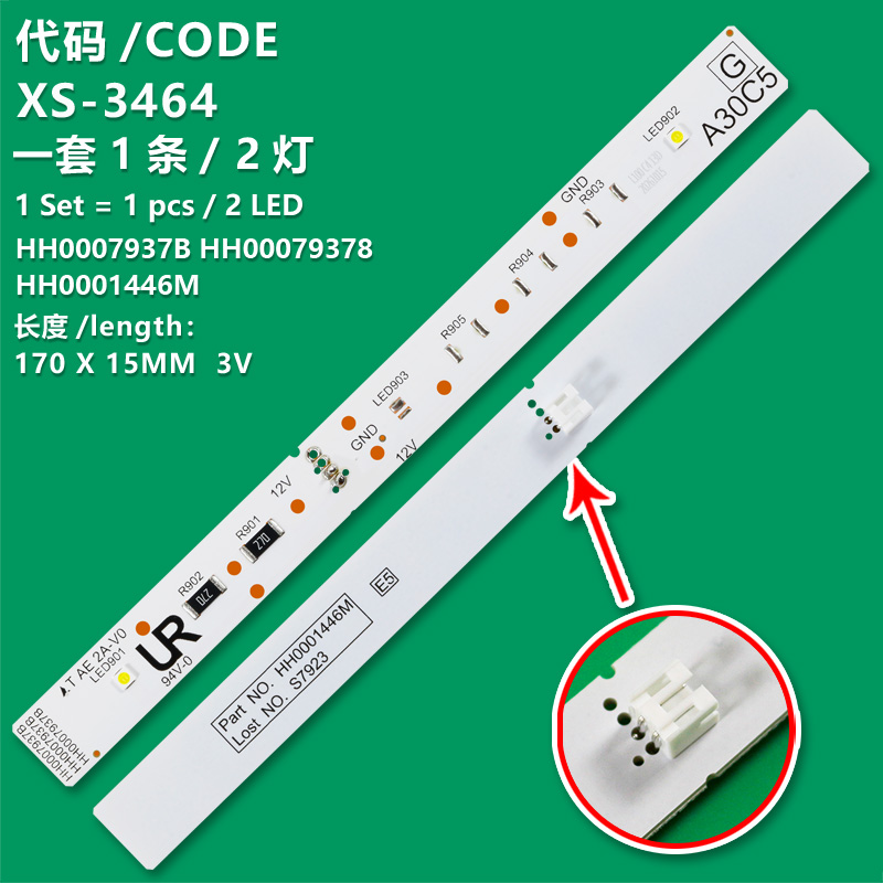 XS-3464 Refrigerator cold storage strip lighting lamp  HH0007937B HH00079378  HH0001446M for  Hitachi PTR-VG710P3*202  R-V400PZ R-VG400PZ  R-VG350PZ R-V380PZ R-V350PZ R-W550PZ  R-V550PZ R-VG450PZ R-V510PZ R-V450PZ R-VG380PZ R-VG550PZ